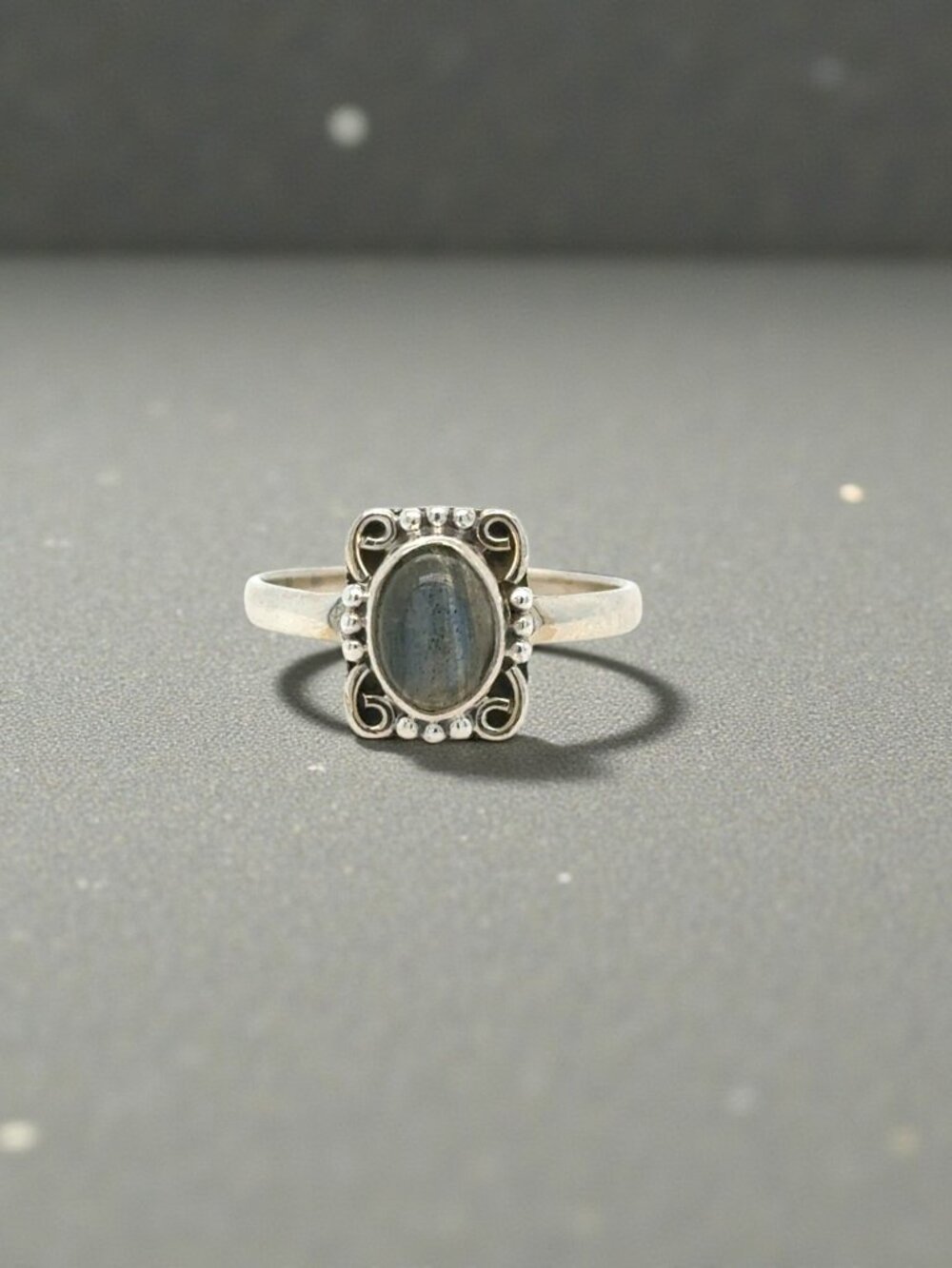 Oval Labradorite Ring in 925 Sterling Silver
